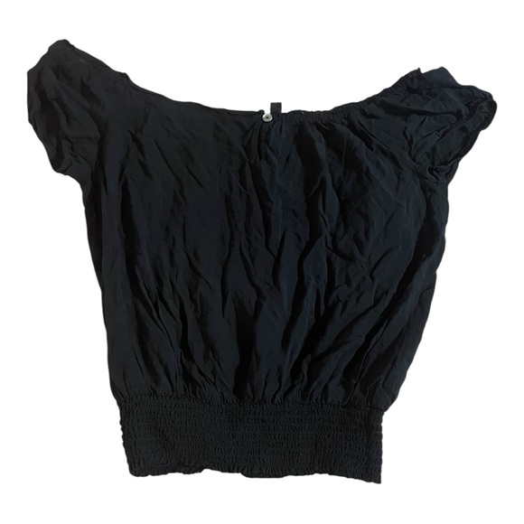 Guess Black Ruched Cap Sleeve Blouse - Picture 3 of 7